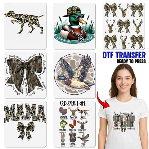 Funny Deer with Camo Hat & Gold Chain DTF Transfer - Hunting Themed Iron-On for Outdoor Enthusiasts Apparel