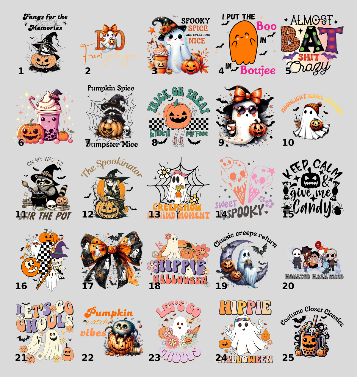 Cute Halloween Jack-o'-lantern Ghost & Black Cat DTF Transfer Ready To Press for Family Shirts