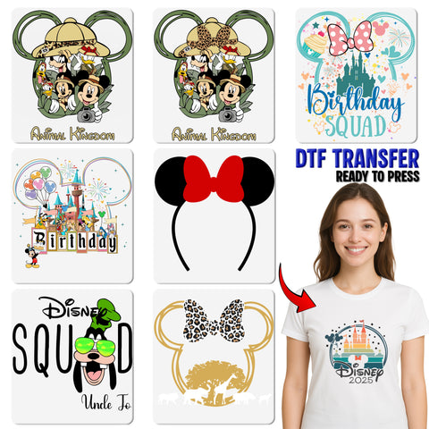 Cute Retro Pop Character DTF Transfer, Family Reunion Fun Apparel, Ready To Press Disney Inspired T-Shirt Design