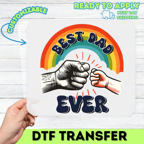 Retro Best Dad Ever DTF Transfer for Father’s Day Cute Iron-On Ready To Press Apparel Gift from Kids