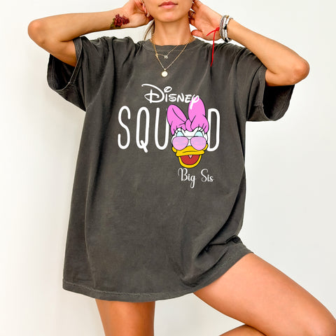 Cute Disney Squad Big Sis DTF Transfer, Iron-On Ready for T-Shirt, Fun Family Disney Tee Design, Perfect for Sisterhood Trip