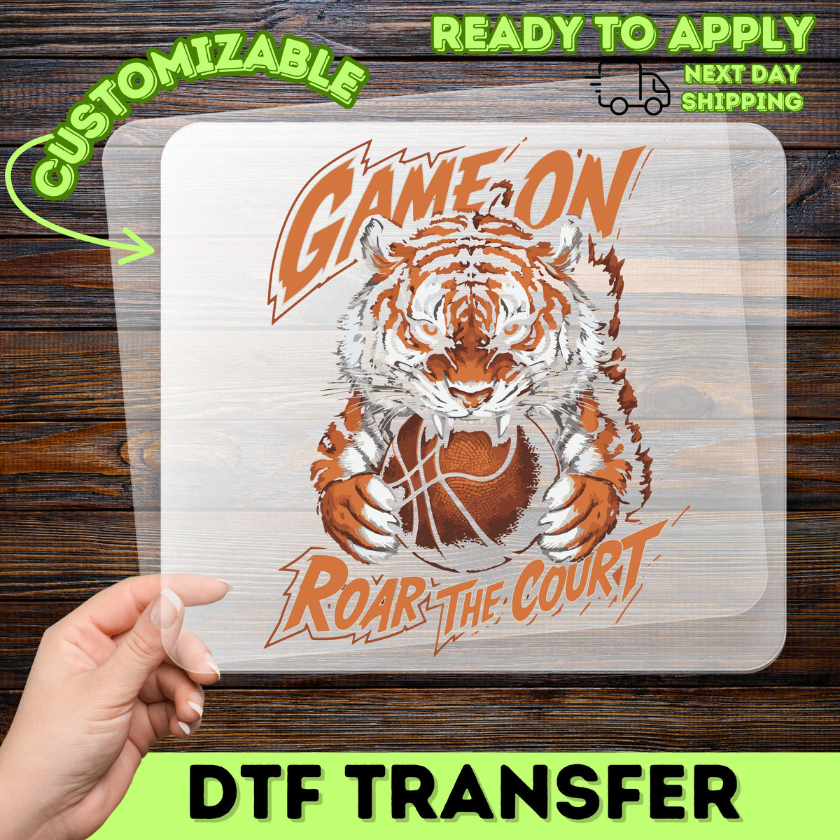 Fierce Tiger Basketball DTF Transfer | Retro Sports Spirit Iron-On for School Teams & Fans | Motivational Game Day Apparel