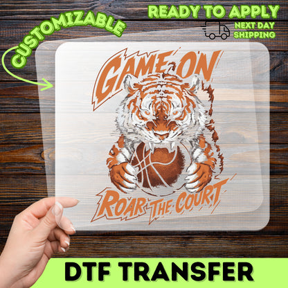 Fierce Tiger Basketball DTF Transfer | Retro Sports Spirit Iron-On for School Teams & Fans | Motivational Game Day Apparel