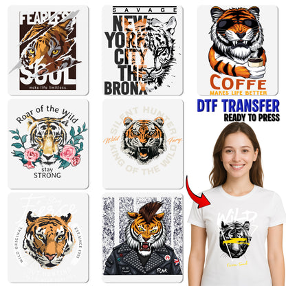 Bold Lion Tiger Battle DTF Transfer Ready to Press for Wildlife Lovers Shirt, Animal Fight T-shirt, Big Cat Apparel
