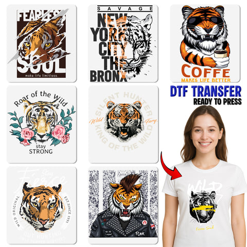 Bold Lion Tiger Battle DTF Transfer Ready to Press for Wildlife Lovers Shirt, Animal Fight T-shirt, Big Cat Apparel