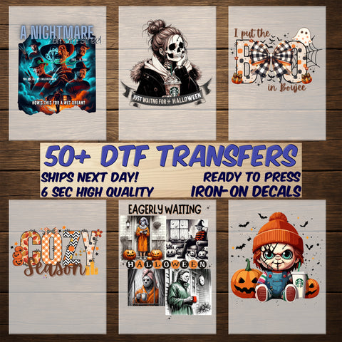 Horror Gothic Flower Masked Character Halloween DTF Transfer Ready to Press for T-Shirt Apparel
