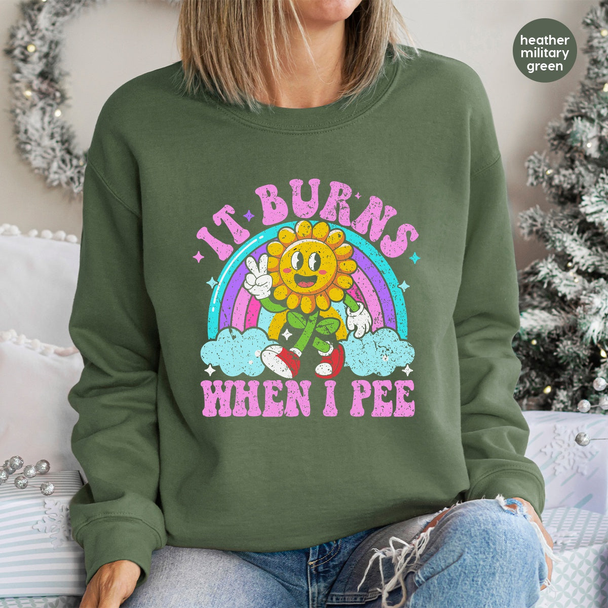 Funny Cute Flower DTF Transfer Ready to Press Humorous Retro Iron-On for T-shirt Apparel Group Party Wear