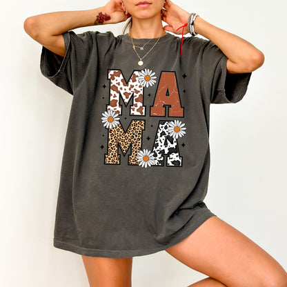 Cute Boho Mama Animal Print DTF Transfer for Mother’s Day Apparel & Mom Group Shirts Ready to Press