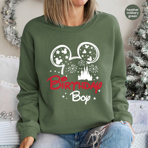 Birthday Boy Mouse Ears with Stars & Castle DTF Transfer Ready To Press for Kids Party T-Shirt & Family Celebration