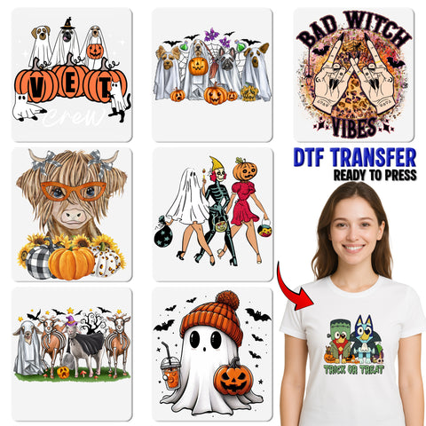 Cute Ghost Dog Halloween Vet Crew DTF Transfer, Ready To Press Iron-On for Animal Lover Apparel & Veterinary Group Costume