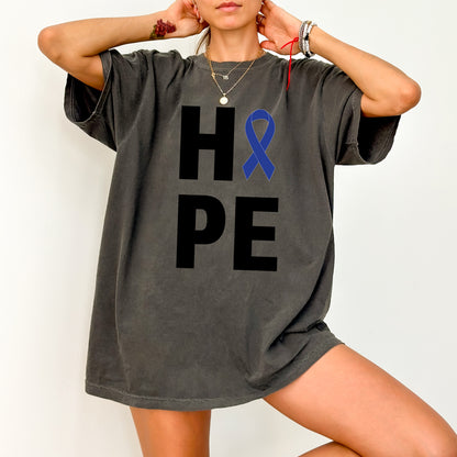 Support & Solidarity DTF Transfer Iron-On Blue Ribbon Awareness Apparel Family & Healthcare Gift Charity Event T-Shirt Ready to Press