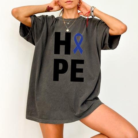 Support & Solidarity DTF Transfer Iron-On Blue Ribbon Awareness Apparel Family & Healthcare Gift Charity Event T-Shirt Ready to Press