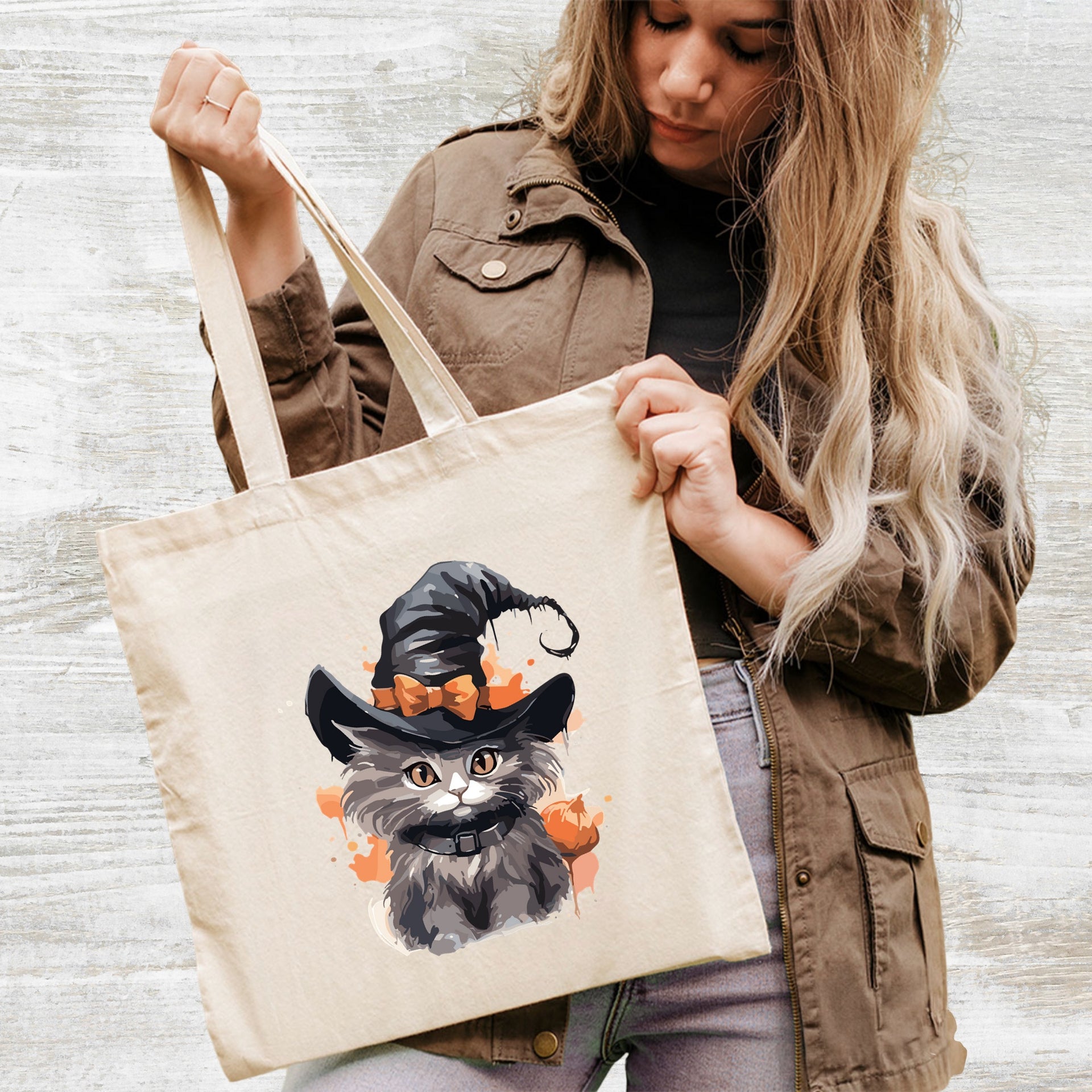 Cute Halloween Cat DTF Transfer, Whimsical Witch Kitty Iron-On for T-shirts, Ready To Press Cute Pumpkin Cat Apparel, Cat Lover Gifts