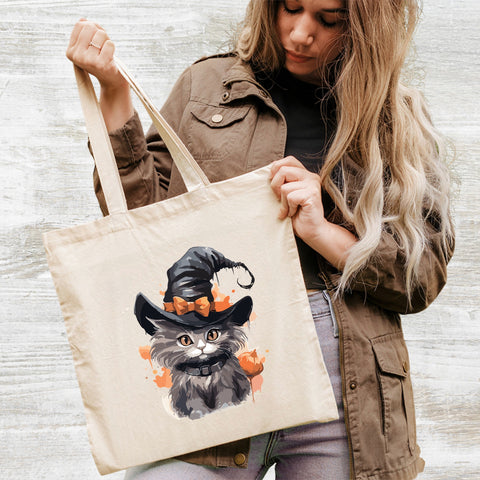 Cute Halloween Cat DTF Transfer, Whimsical Witch Kitty Iron-On for T-shirts, Ready To Press Cute Pumpkin Cat Apparel, Cat Lover Gifts