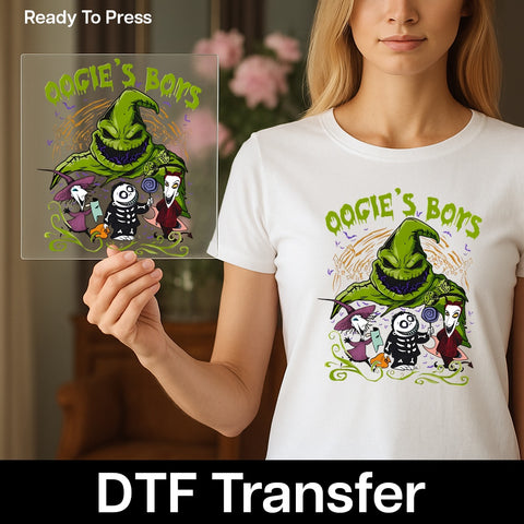 Spooky Oogie's Boys Halloween DTF Transfer Ready To Press Iron-On for T-Shirts Sweatshirts Fun Cartoon Style