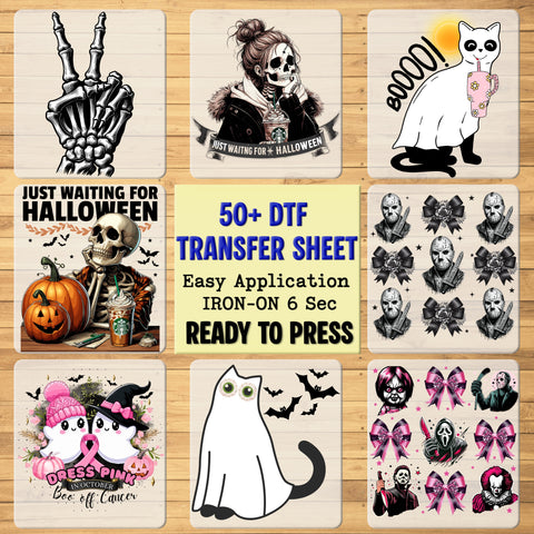Cute Halloween Black Cat & Pumpkin DTF Transfer, Ready To Press Cute Holiday Design for Cat Lovers Apparel & Tshirts