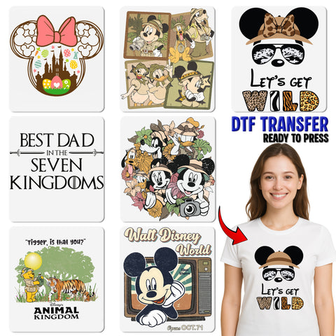 Cute Easter Disney-Inspired Ready To Press DTF Transfer T-Shirt for Families & Group Outings with Castle & Eggs