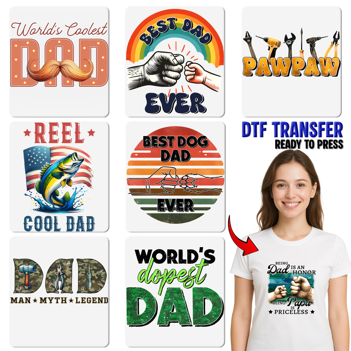 Retro Pawpaw DIY Handyman Tools DTF Transfer for Father's Day Grandfather T-shirt & Sweatshirt Gift