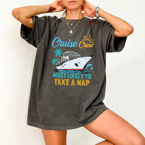 Cruise Vacation DTF Transfer for Funny Group Shirt, Cute & Playful Retro Iron-On for Cruise Lovers Apparel, Ready To Press