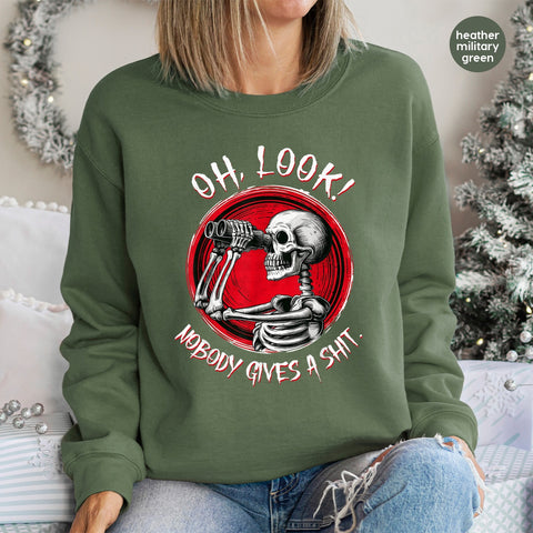 Sarcastic Skeleton Halloween DTF Transfer | Funny & Edgy Goth Humor | Ready to Press Iron-On Shirt for Young Adults