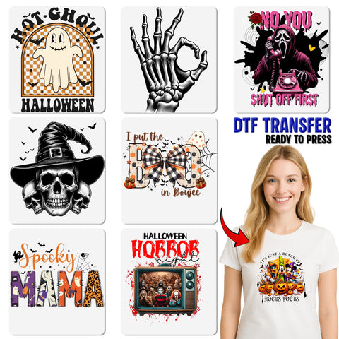 Horror Gothic Flower Masked Character Halloween DTF Transfer Ready to Press for T-Shirt Apparel