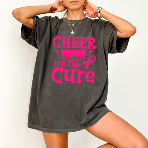 Iron-On Cheer for the Cure Breast Cancer Awareness DTF Transfer for Sports Fans & Apparel