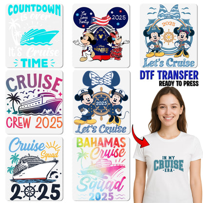 Cruise 2025 DTF Transfer Ready To Press Cute Tropical Cruise Squad Shirt for Family & Friends Vacation