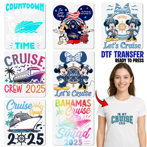 Cruise 2025 DTF Transfer Ready To Press Cute Tropical Cruise Squad Shirt for Family & Friends Vacation