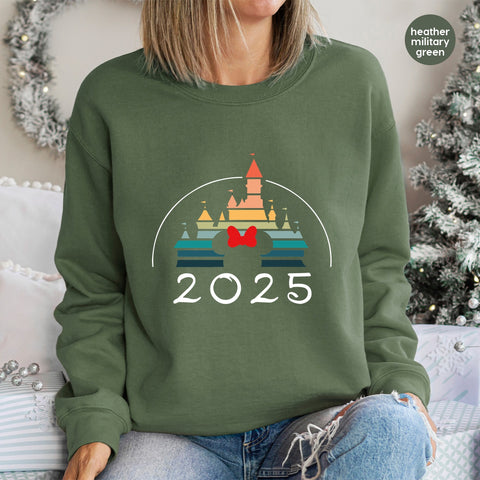 Disney-inspired 2025 Castle & Classic Bow DTF Transfer for Family Vacation T-Shirts & Hoodies