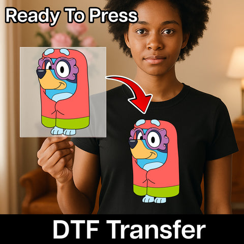 Cute Cartoon Dog Superhero DTF Transfer, Ready To Press Kids Birthday T-shirt, Fun Children's Costume Day Apparel