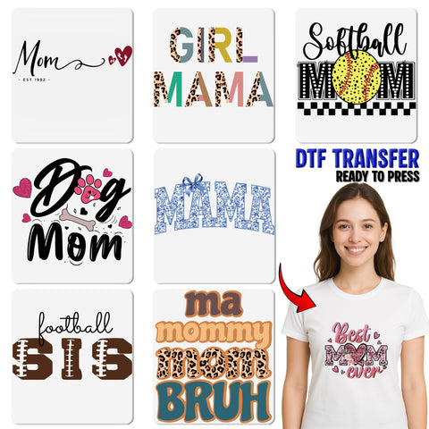 Funny Mom Life 'MOM OF 2 GIRLS' DTF Transfer for T-Shirt - Ready to Press Iron-On Parenting Humor Apparel Gift