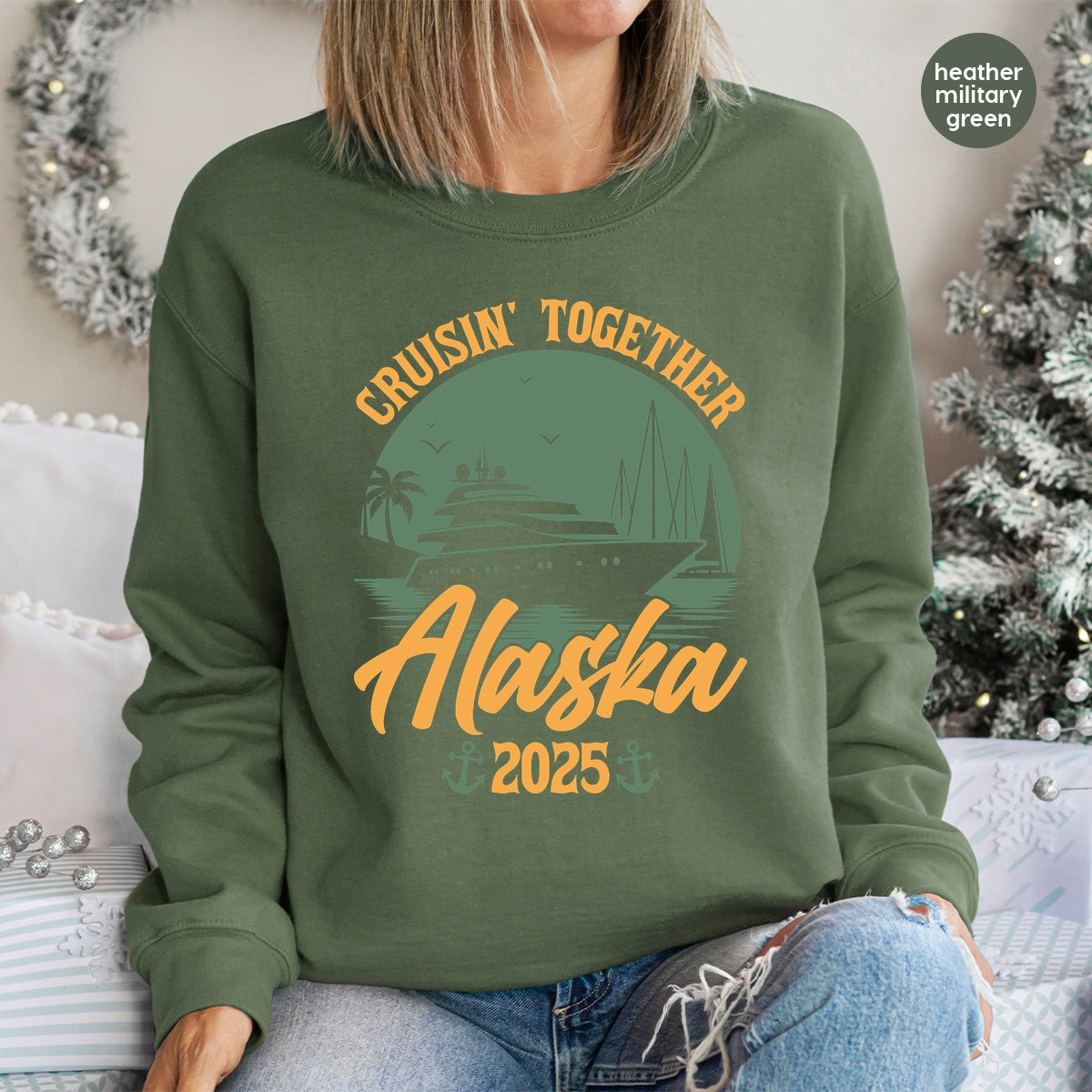 Cruisin' Together Alaska 2025 Vintage Retro DTF Transfer for Family & Friends Cruise T-Shirt, Ready To Press Nautical Theme Apparel
