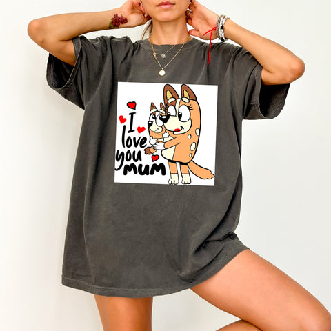 Cute I Love You Mum DTF Transfer for Mother's Day Shirt, Heartwarming Family Design, Ready to Press Iron-On