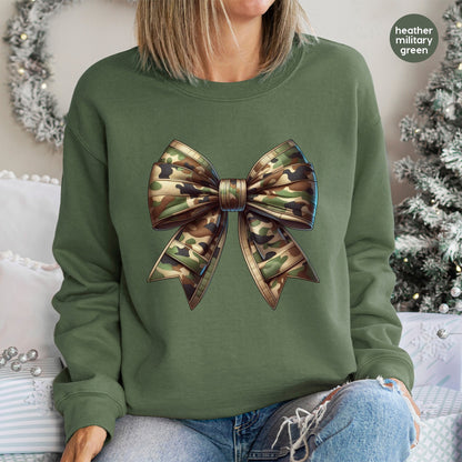 Realistic Camouflage Bow DTF Transfer - Army Support Apparel or Ready To Press Iron-On Military Theme for T-Shirts & More