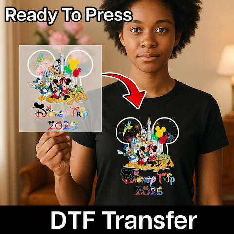 Family Trip Celebration Cute Theme DTF Transfer Ready To Press T-Shirt Iron-On 2025 Animated Design for Group Vacation Apparel