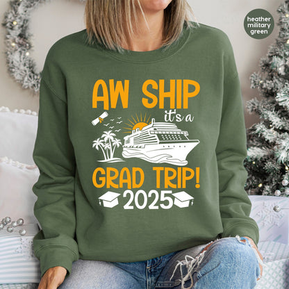 Graduation Trip DTF Transfer - Aw Ship Class of 2025 Ready To Press Iron-On Apparel for Funny Cruise Celebrations