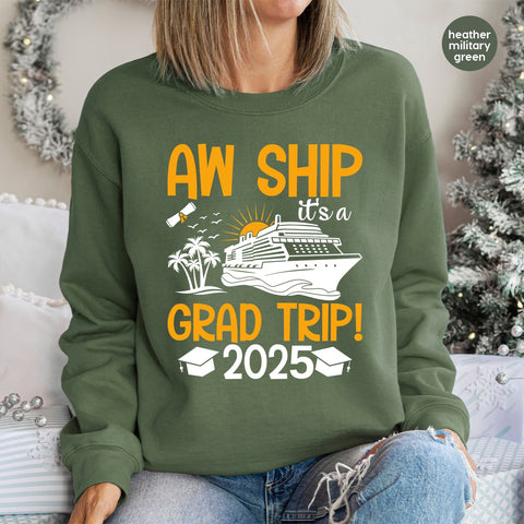 Graduation Trip DTF Transfer - Aw Ship Class of 2025 Ready To Press Iron-On Apparel for Funny Cruise Celebrations