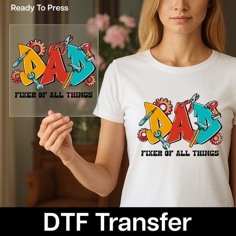 Father's Day Cute Handyman DTF Transfer Iron-On for DIY Dad T-Shirt & Apparel Gift