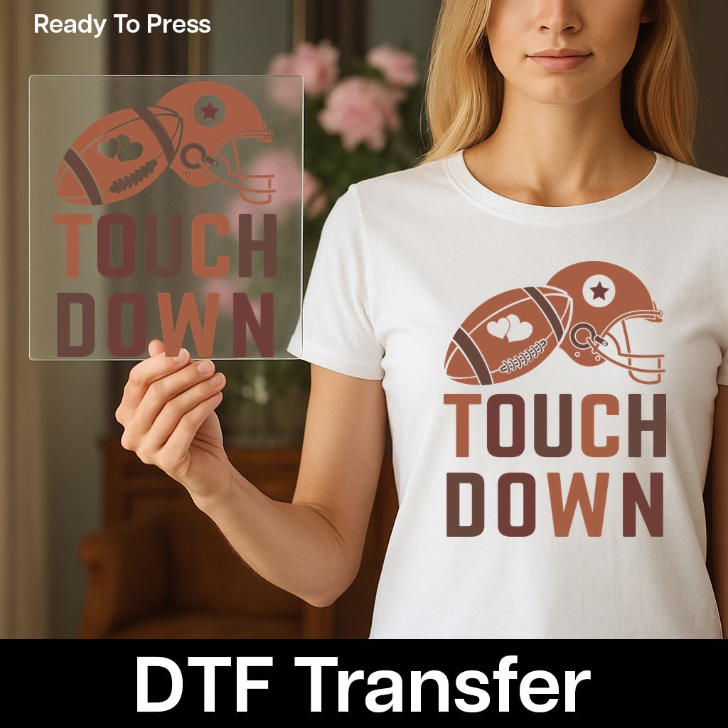 Retro Football Touchdown DTF Transfer for Funny Game Day T-Shirt & Romantic Sports Apparel