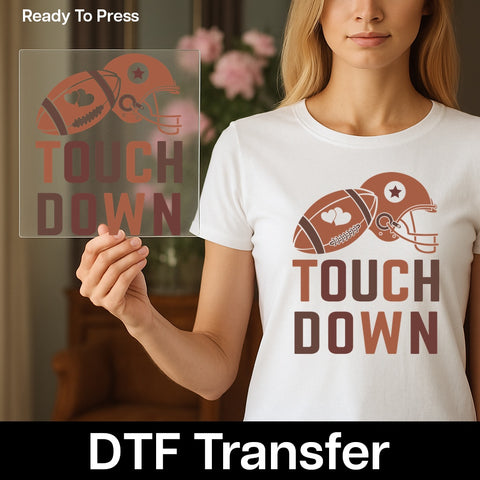 Retro Football Touchdown DTF Transfer for Funny Game Day T-Shirt & Romantic Sports Apparel