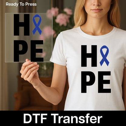 Support & Solidarity DTF Transfer Iron-On Blue Ribbon Awareness Apparel Family & Healthcare Gift Charity Event T-Shirt Ready to Press