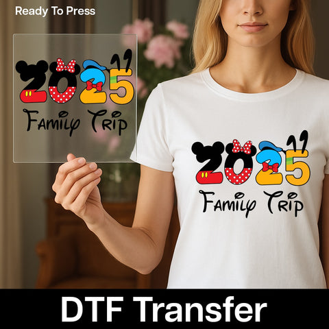 Magical 2025 Disney-Inspired DTF Transfer: Ready To Press Fun Family Disney Trip Shirt Design