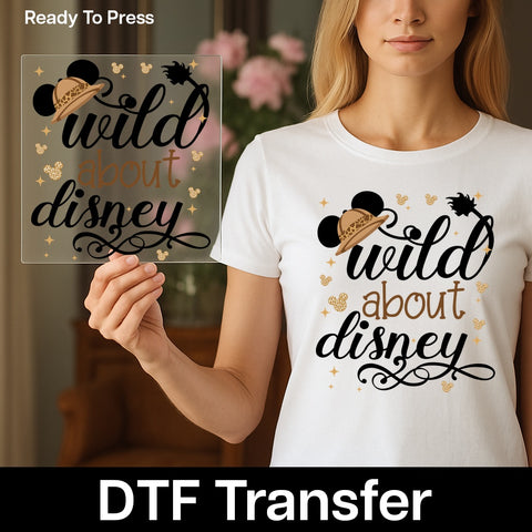 Disney safari adventure mouse ears ready to press DTF transfer, cute family theme park shirt design, fun jungle animal kingdom apparel