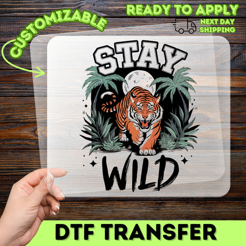Adventure Ready Jungle Tiger DTF Transfer Iron-On for Wildlife Lovers & Safari Theme Celebrations T-shirt Apparel