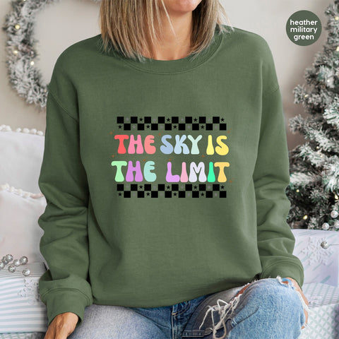 Inspirational Retro 'The Sky is the Limit' DTF Transfer Ready to Press for Motivational T-Shirts & Apparel