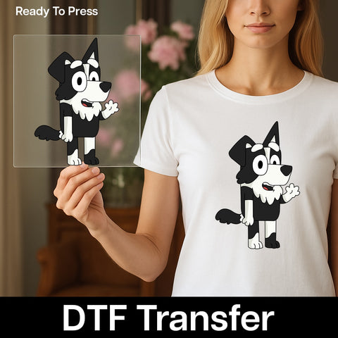 Cute Cartoon Dog DTF Transfer for Kids & Dog Lovers - Ready To Press Animated Dog Design for Apparel & Family Matching Shirts