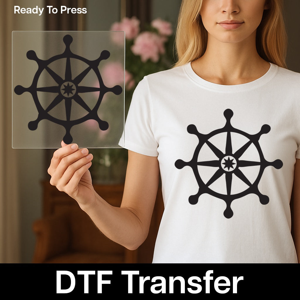 Vintage Nautical DTF Transfer - Cute Ship Wheel Design Ready to Press for Beach Vacation Group T-Shirts & Apparel