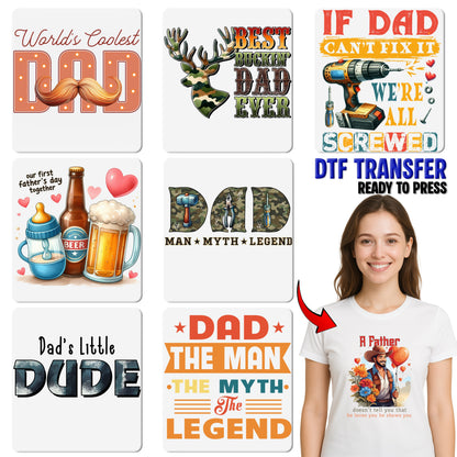 Retro Vintage Best Dog Dad Ever DTF Transfer for Father's Day Funny Pet Lover T-shirt Iron-On Gift