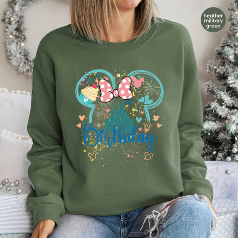 Cute Birthday Castle & Cupcake Theme Park DTF Transfer for Family Shirts - Ready to Press Iron-On for Kids Party Apparel