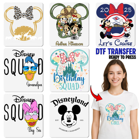 Cute Birthday Castle & Cupcake Theme Park DTF Transfer for Family Shirts - Ready to Press Iron-On for Kids Party Apparel